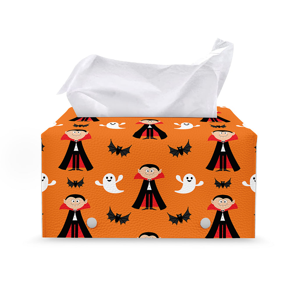 Cartoon Dracula Pattern Print Leather Tissue Box Cover