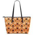 Cartoon Dracula Pattern Print Leather Tote Bag With Zipper
