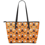 Cartoon Dracula Pattern Print Leather Tote Bag