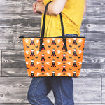 Cartoon Dracula Pattern Print Leather Tote Bag
