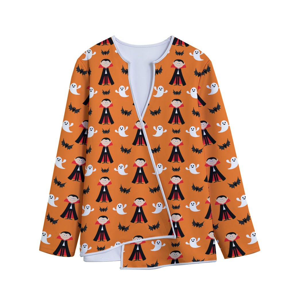 Cartoon Dracula Pattern Print Long Sleeve Short Coat