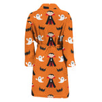 Cartoon Dracula Pattern Print Men's Bathrobe