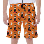 Cartoon Dracula Pattern Print Men's Beach Shorts