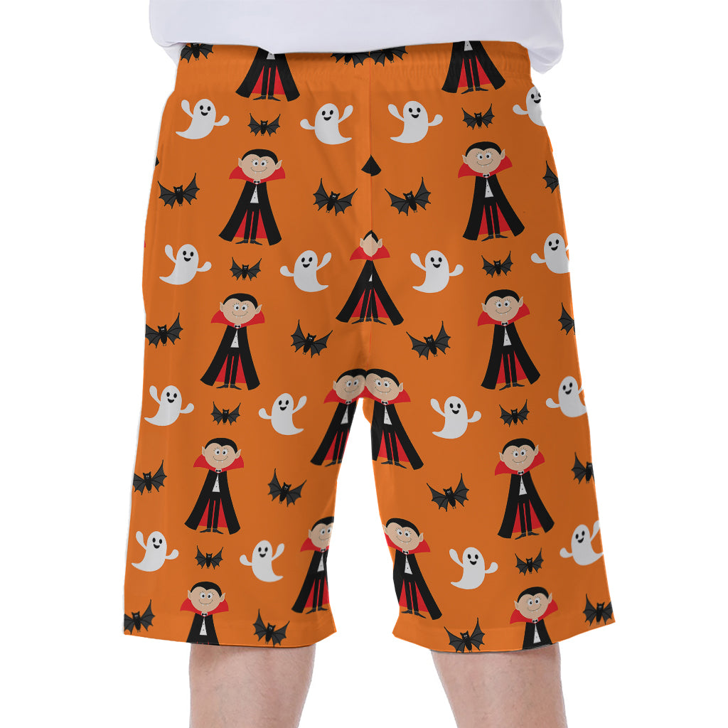 Cartoon Dracula Pattern Print Men's Beach Shorts