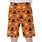 Cartoon Dracula Pattern Print Men's Beach Shorts