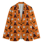 Cartoon Dracula Pattern Print Men's Cotton Blazer