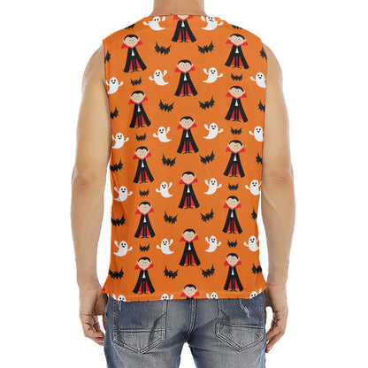 Cartoon Dracula Pattern Print Men's Fitness Tank Top