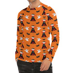 Cartoon Dracula Pattern Print Men's Long Sleeve Rash Guard