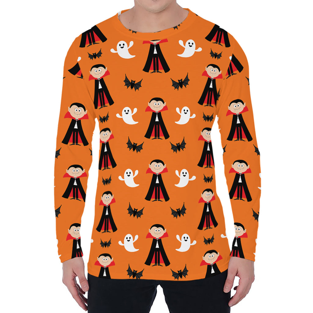 Cartoon Dracula Pattern Print Men's Long Sleeve T-Shirt