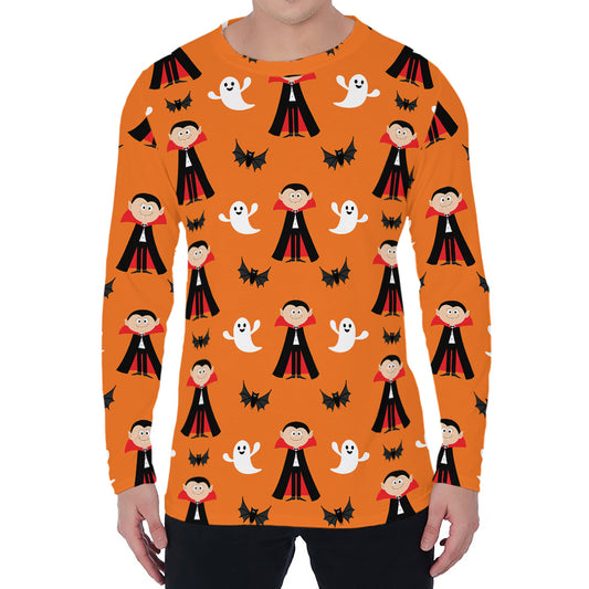 Cartoon Dracula Pattern Print Men's Long Sleeve T-Shirt