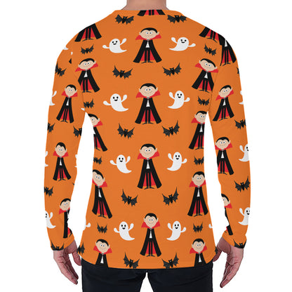Cartoon Dracula Pattern Print Men's Long Sleeve T-Shirt