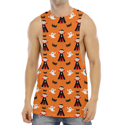 Cartoon Dracula Pattern Print Men's Muscle Tank Top