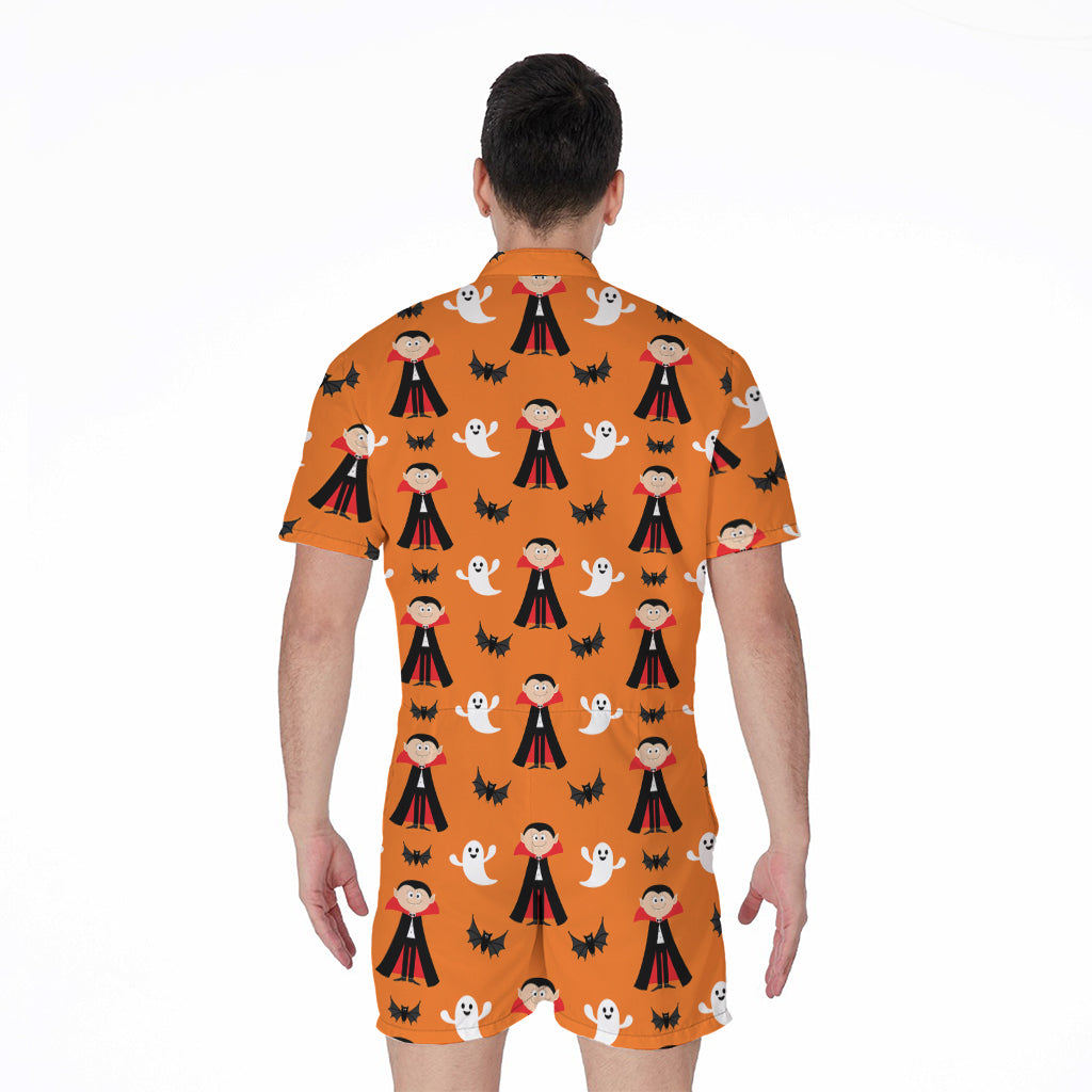 Cartoon Dracula Pattern Print Men's Rompers