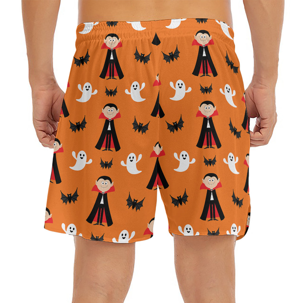 Cartoon Dracula Pattern Print Men's Split Running Shorts