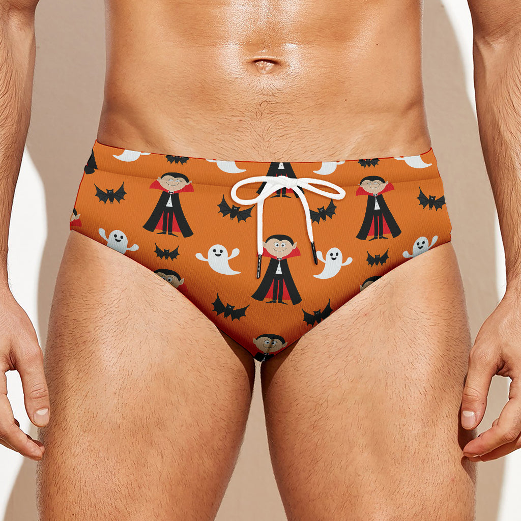 Cartoon Dracula Pattern Print Men's Swim Briefs