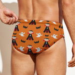 Cartoon Dracula Pattern Print Men's Swim Briefs