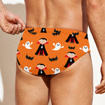 Cartoon Dracula Pattern Print Men's Swim Briefs