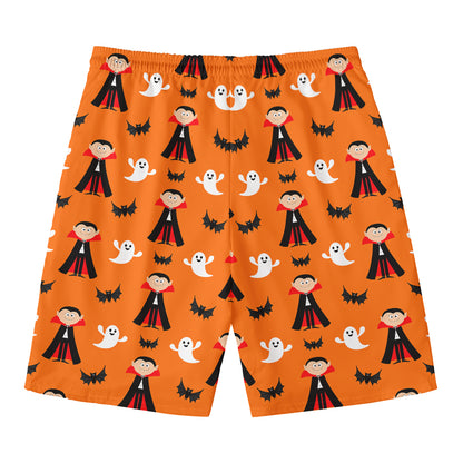 Cartoon Dracula Pattern Print Men's Swim Trunks