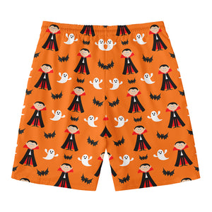 Cartoon Dracula Pattern Print Men's Swim Trunks