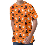 Cartoon Dracula Pattern Print Men's Velvet T-Shirt