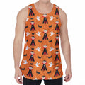 Cartoon Dracula Pattern Print Men's Velvet Tank Top