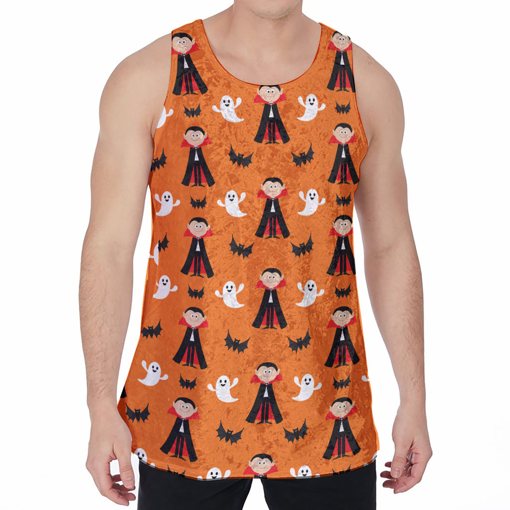 Cartoon Dracula Pattern Print Men's Velvet Tank Top