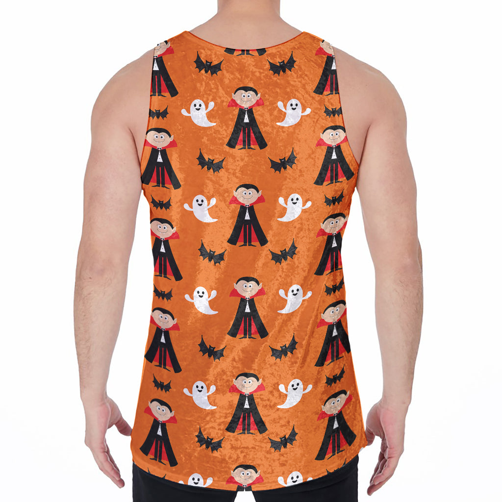 Cartoon Dracula Pattern Print Men's Velvet Tank Top