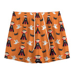 Cartoon Dracula Pattern Print Mesh Shorts