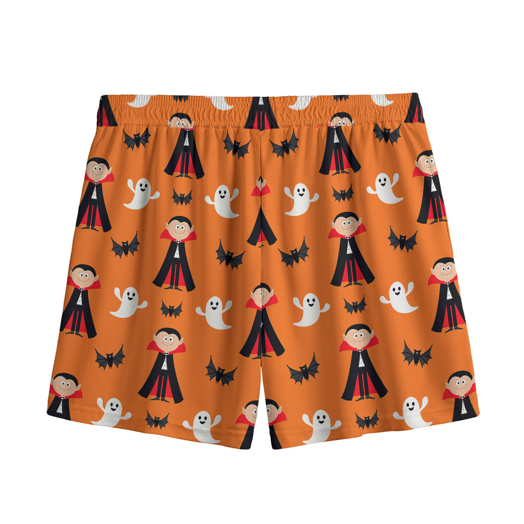 Cartoon Dracula Pattern Print Mesh Shorts