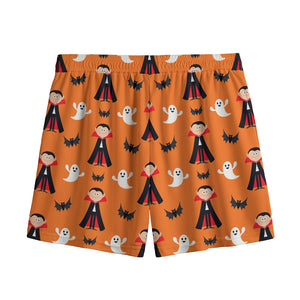 Cartoon Dracula Pattern Print Mesh Shorts