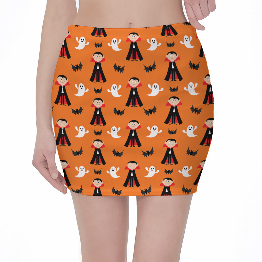 Cartoon Dracula Pattern Print Pencil Mini Skirt – GearFrost