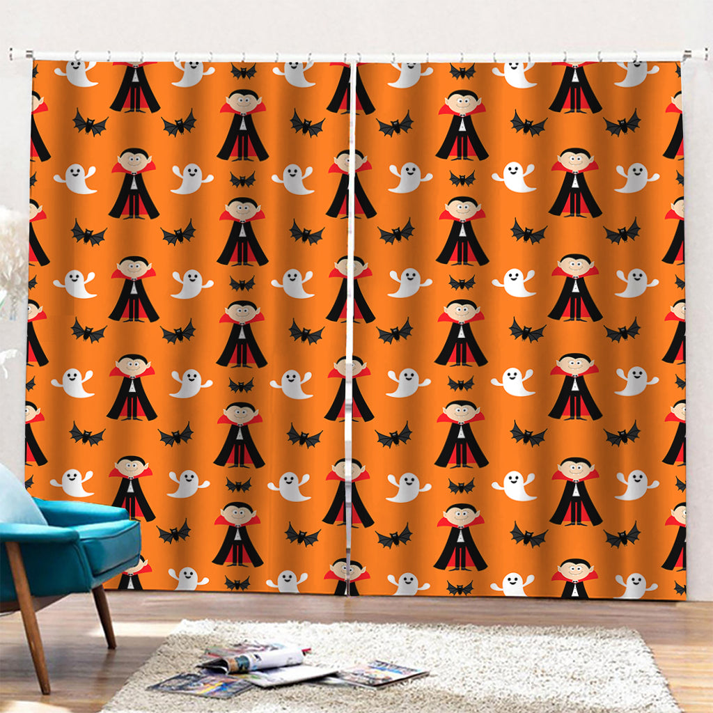 Cartoon Dracula Pattern Print Pencil Pleat Curtains