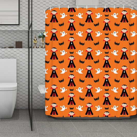 Cartoon Dracula Pattern Print Polyester Shower Curtain