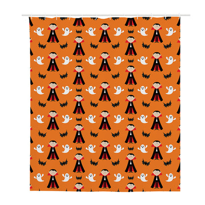 Cartoon Dracula Pattern Print Polyester Shower Curtain