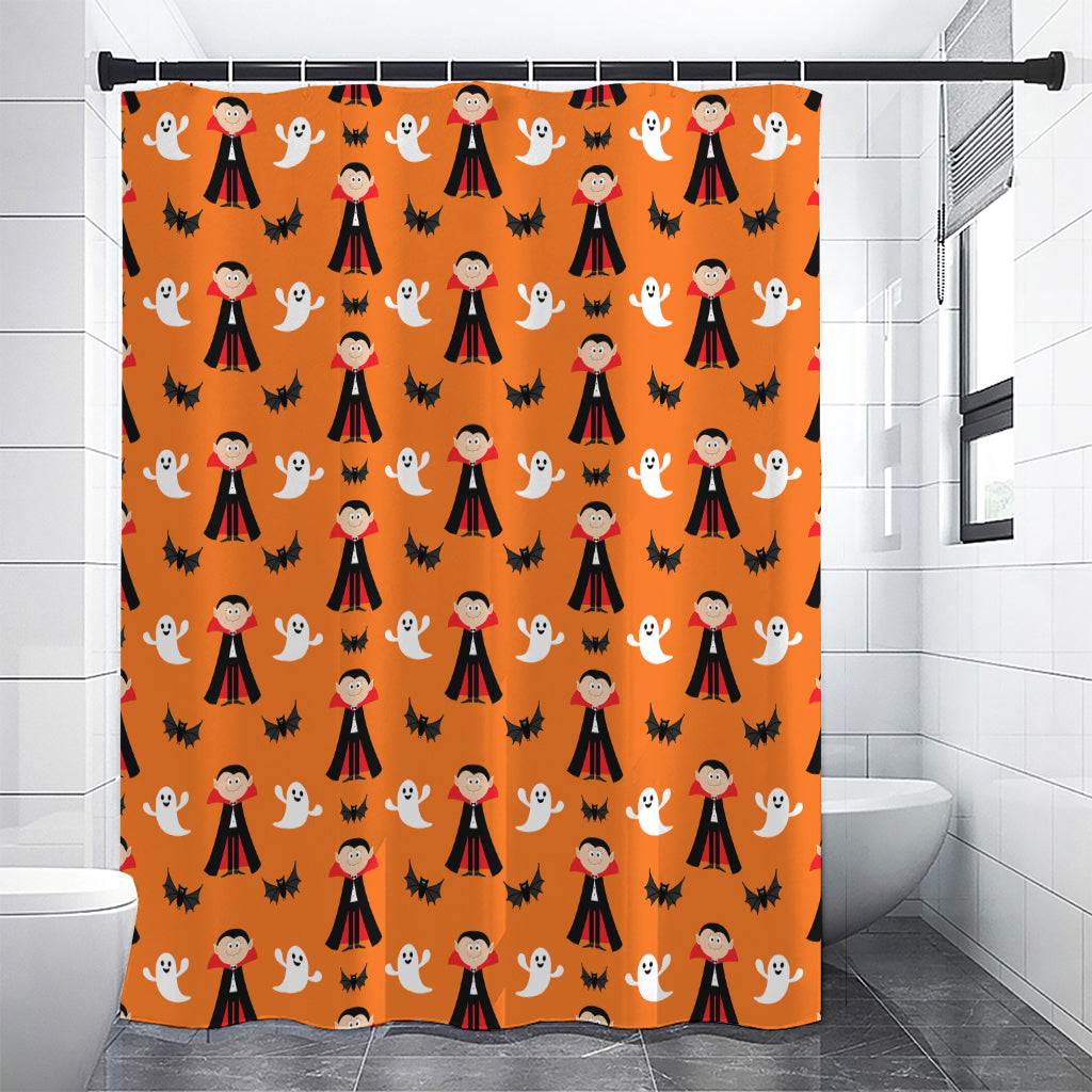 Cartoon Dracula Pattern Print Premium Shower Curtain