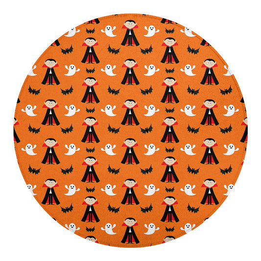 Cartoon Dracula Pattern Print Round Blanket