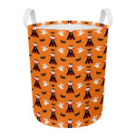 Cartoon Dracula Pattern Print Round Laundry Basket