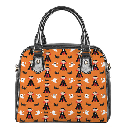 Cartoon Dracula Pattern Print Shoulder Handbag