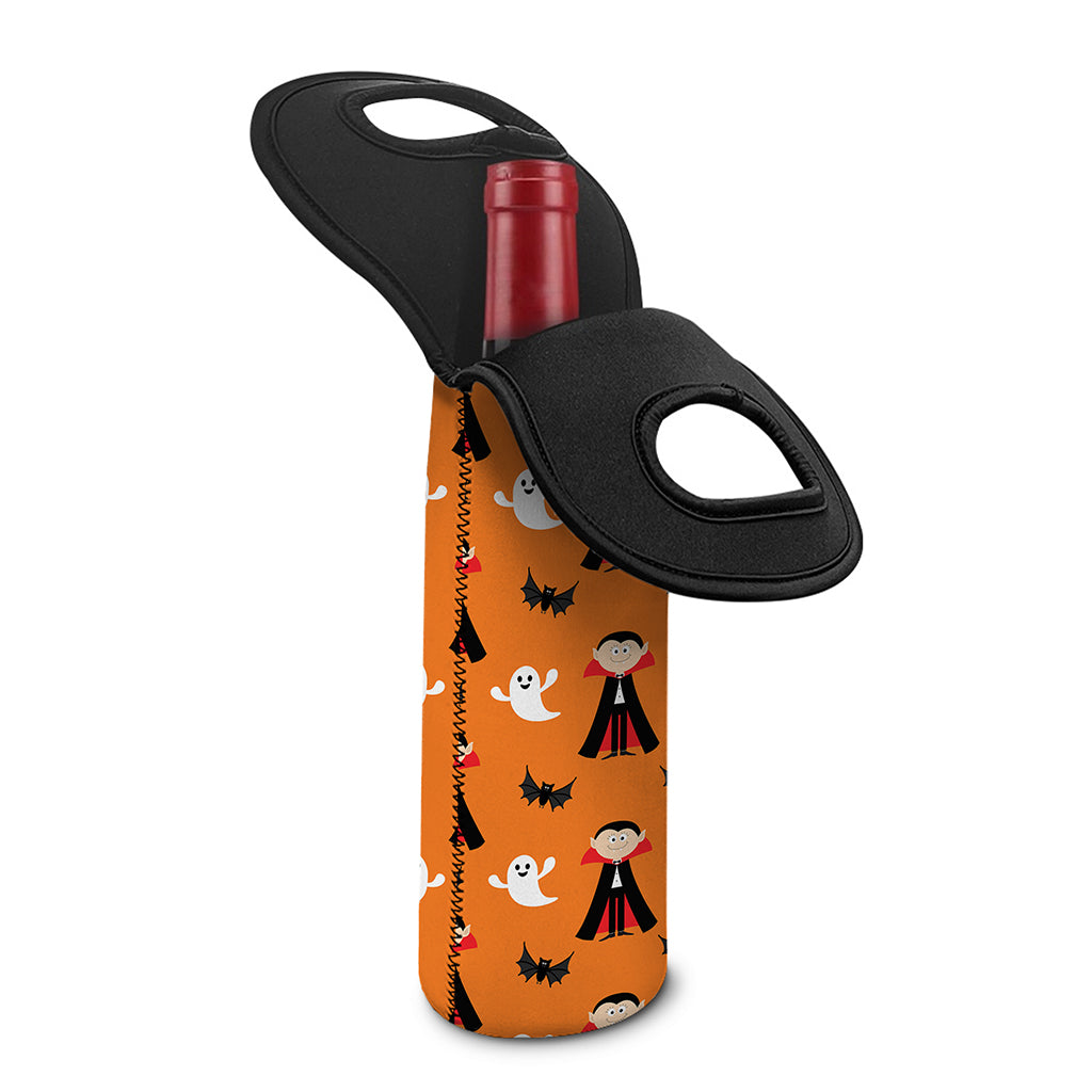 Cartoon Dracula Pattern Print Single Neoprene Wine Tote