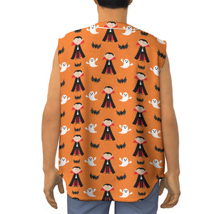 Cartoon Dracula Pattern Print Sleeveless Baseball Jersey