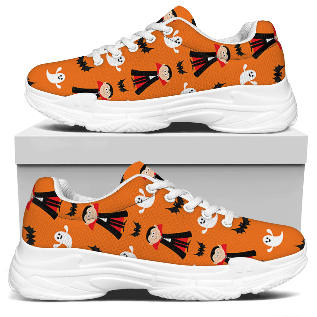 Cartoon Dracula Pattern Print White Chunky Shoes