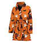 Cartoon Dracula Pattern Print Women's Bathrobe
