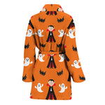 Cartoon Dracula Pattern Print Women's Bathrobe