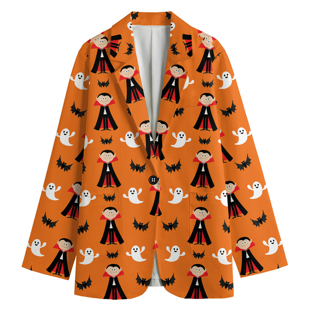 Cartoon Dracula Pattern Print Women's Blazer