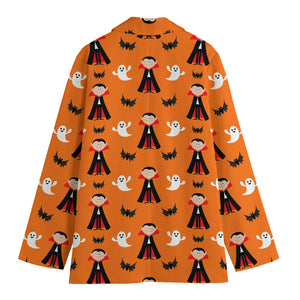 Cartoon Dracula Pattern Print Women's Blazer