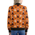 Cartoon Dracula Pattern Print Women's Bomber Jacket