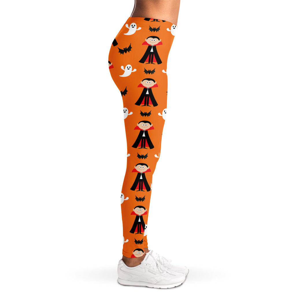 Cartoon Dracula Pattern Print Women's Leggings