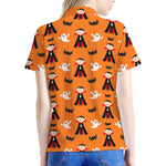 Cartoon Dracula Pattern Print Women's Polo Shirt