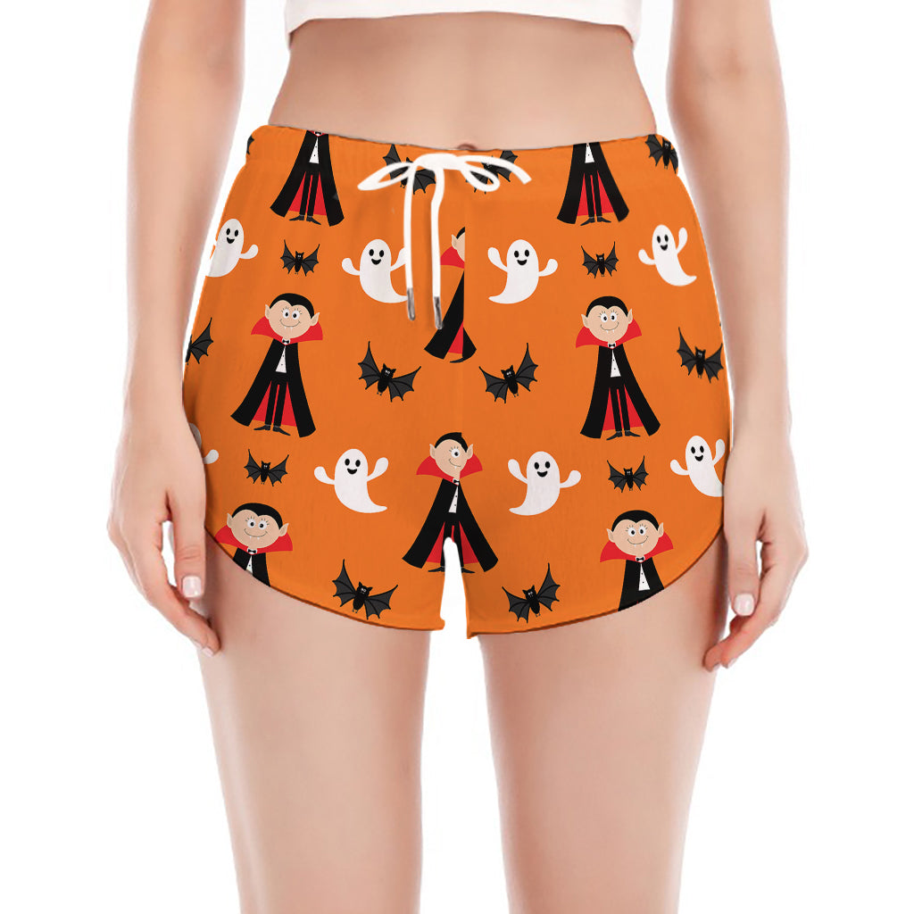 Cartoon Dracula Pattern Print Women's Split Running Shorts