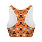Cartoon Dracula Pattern Print Women's Sports Bra